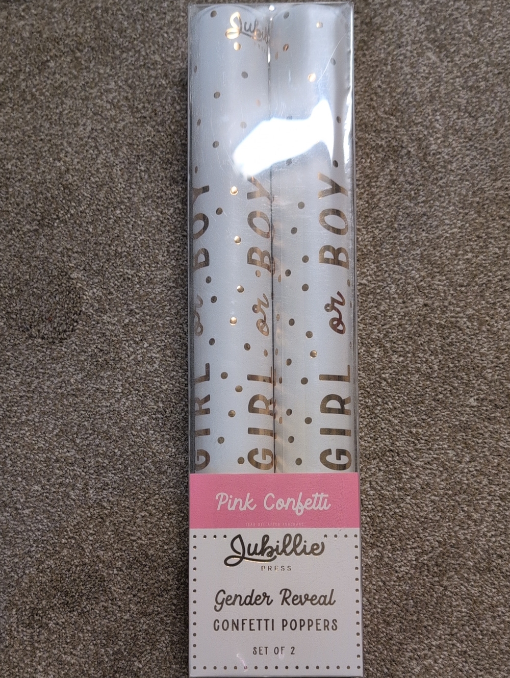 NIB Pink Confetti Gender Reveal Poppers